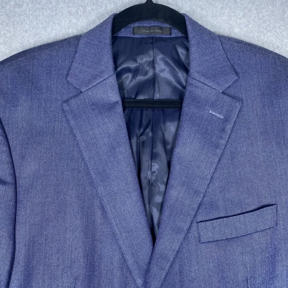 Lauren Ralph Lauren Blazer Mens 44R Blue Silk Wool Blend Sport Coat Two Button